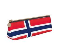 WenDang La bolsa de almacenamiento de artículos de papelería de cuero triangular con bandera noruega y el almacenamiento de artículos de papelería de vacaciones son artículos esenciales de viaje,
