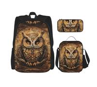 WenDang Owl Beliefs - Juego de bolsa de hombro doble con bolsa de almuerzo y estuche para lápices, apto para compras, deportes al aire libre