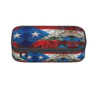 WenDang Puerto Rico - Bolsa de papelería multifuncional con bandera de papel pintado, apta para viajes, suministros de oficina, maquillaje y organización de escritorio, Black, Talla única, Estuche de