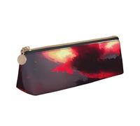 WenDang Red Sky at Night - Bolsa de almacenamiento de piel con triángulo estrellado y almacenamiento de artículos de papelería de vacaciones son artículos esenciales de viaje, White, Talla única,