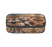 WenDang Seashell Landscape On The Beach - Bolsa de papelería multifuncional, apta para viajes, suministros de oficina, maquillaje y organización de escritorio, Black, Talla única, Estuche de belleza