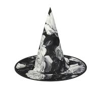 WenDang Sombrero de Halloween de rosa blanca y negra, divertido, sombrero de fiesta de vacaciones, cosplay, carnaval, decoración de bricolaje (2)