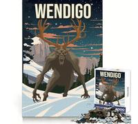Wendigo Cryptid Horror Art Teenagers Puzzles 1000 Piece Jigsaws Sharp Recall Serene Activity Uniform Cut Joyful Xmas (38x26cm)