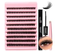 Wendy Lashes Kit de Pestañas Individuales, 3D Effect 0.07 80D 8-16mm Fluffy Pestañas Postizas Individuales Cluster Lashes Kit para Extensión de Pestañas DIY en Casa(KIT-3D-80D)