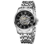 WENFVVIN Reloj analógico de acero inoxidable con números romanos luminosos para hombre, Negro -