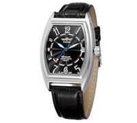 WENFVVIN Reloj de pulsera para hombre con calendario mecánico automático, fecha, luminoso, con correa de cuero negro, Negro -