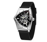 WENFVVIN Reloj de pulsera para hombre, impermeable, mecánico, retro, triangular, con correa de silicona, plateado