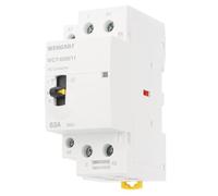Wengart Contactor con Mando Manual 63A AC230V, 1NO+1NC (2 Polos), Carril DIN 36mm (2 Módulos), Silencioso para Aerotermia, Cargador VE y Corte General, Serie WCT-63M (Alta Potencia)