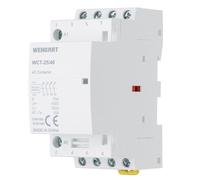 Wengart Contactor Silencioso 25A AC230V, 4NO (4 Polos Normalmente Abiertos), Carril DIN 36mm (2 Módulos), Ideal para Motores Trifásicos, Aerotermia y Control de Zonas, Blanco, Serie WCT-25