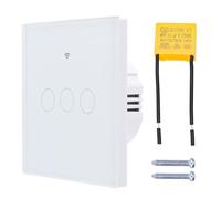 Wengart Interruptor de luz táctil inteligente de 2,4 GHz, WiFi, CA 100-240 V, 500 W, funciona con Alexa, Google Home, compatible con iOS y Android, Single Fire/Zero Fire, universal (3 marchas)