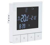 Wengart Termostato Negro para Suelo Radiante por Agua,Pantalla Táctil LCD Grande, Programable 7 Días,Salida Activa 230V CA,Diseño Ultra-Slim para Caja Redonda de 60mm