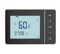 Wengart Termostato para chimenea de gas WG01BW, funciona con batería, gran pantalla LCD digital, programable, conector COM-NO-NC, color negro con retroiluminación blanca