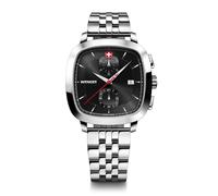 WENGER Chrono Clásico Vintage para Hombre (40 mm) Esfera Negro/Correa de Acero Inoxidable 01.1933.101