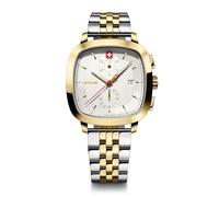 Wenger Crono clásico Vintage para Hombre (40 mm) con Esfera Plateada y Brazalete de Acero Inoxidable en Dos Tonos. 01.1933.107