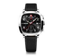 Wenger Crono Deportivo Vintage para Hombre (40 mm) con Esfera Negra y Correa Negra para Bicicleta Inteligente 01.1933.108