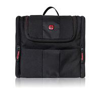 WENGER Neceser de viaje colgante para hombre y mujer, gran neceser de 7 litros de capacidad, bolsa de cosméticos con ganchos, bolsa de aseo en negro con forro gris