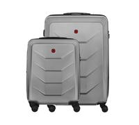 Wenger Prymo 4-Wheel Hard Shell Suitcase with TSA Lock, Lightweight Travel Trolley for Travel & Holidays, Unisex, Silver, Set of 2 Carry-On and Large