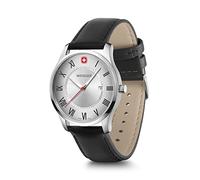 Wenger Reloj analógico de Cuarzo para Hombre con Correa de Cuero 01.1441.139, Plata, Medium, Correa