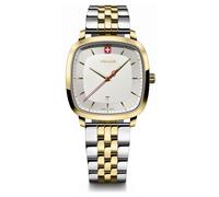 Wenger Reloj clásico Vintage para Hombre (37 mm) con Esfera Plateada y Pulsera de Acero Inoxidable de Dos Tonos. 01.1921.104