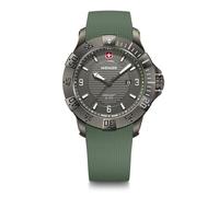 Wenger Reloj de Hombre Seaforce Analógico Quarz, Ø 43 mm, Swiss Made, Resistente al Agua hasta 200 m, Azul-Gris Metálico/Verde, Correa de Silicona Verde, 01.0641.143