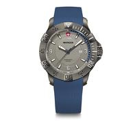 Wenger Reloj de Hombre Seaforce Analógico Quarz, Ø 43 mm, Swiss Made, Resistente al Agua hasta 200 m, Azul/Gris, Correa de Silicona Azul, 01.0641.142