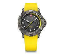 Wenger Reloj de Hombre Seaforce Analógico Quarz, Ø 43 mm, Swiss Made, Resistente al Agua hasta 200 m, Negro/Amarillo, Correa de Silicona Amarillo, 01.0641.145