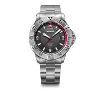 Wenger Reloj de Hombre Seaforce Analógico Quarz, Ø 43 mm, Swiss Made, Resistente al Agua hasta 200 m, Negro/Rojo, Correa de Acero Plata, 01.0641.139
