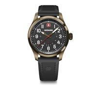 Wenger Reloj de Hombre Terragraph Analógico Quarz, Ø 43 mm, Swiss Made, Resistente al Agua hasta 100 m, Negro/Bronce, Correa de Silicona, 01.0541.124