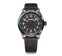 Wenger Reloj de Hombre Terragraph Analógico Quarz, Ø 43 mm, Swiss Made, Resistente al Agua hasta 100 m, Negro/Black Ice, Correa de Silicona, 01.0541.125