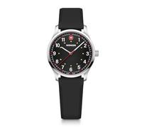 WENGER Reloj de pulsera para mujer City Sport Ø 34 m, fabricado en Suiza, cuarzo analógico, resistente al agua hasta 50 m, correa de silicona, Negro , Correa