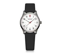 WENGER Reloj de pulsera para mujer City Sport Ø 34 m, fabricado en Suiza, cuarzo analógico, resistente al agua hasta 50 m, correa de silicona, blanco / negro, Correa