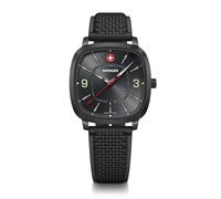 Wenger Reloj Deportivo Vintage para Hombre (37 mm) con Esfera Negra y Correa de Silicona Negra 01.1921.113