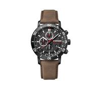 Wenger Relojes Hombre Roadster Black Night Cronografo Ø 45mm, Suizos, Cuarzo, Impermeable 100m, Brazalete de Cuero, Cristal de Zafiro, Negro/Braun, 01.1843.107