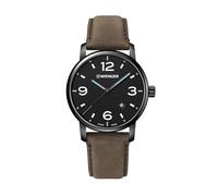Wenger Relojes Hombre Urban Metropolitan Ø 42mm, Suizos, Cuarzo, Impermeable 100m, Brazalete de Cuero, Cristal de Zafiro, Negro/Braun, 01.1741.135