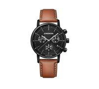 Wenger Relojes Hombre Urban Metropolitan Cronografo Ø 44mm, Suizos, Cuarzo, Impermeable 100m, Brazalete de Cuero, Cristal de Zafiro, Negro/Braun, 01.1743.115