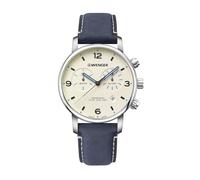 Wenger Relojes Hombre Urban Metropolitan Cronografo Ø 44mm, Suizos, Cuarzo, Impermeable 100m, Brazalete de Cuero, Cristal de Zafiro, Creme/Azul, 01.1743.119
