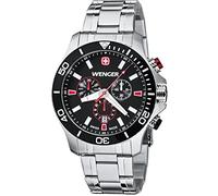 Wenger Seaforce Chrono 01.0643.101 - Reloj cronógrafo de Cuarzo para Hombre, Correa de Acero Inoxidable Color Plateado (cronómetro, Agujas luminiscentes)