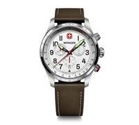 WENGER TERRAGRAPH CHRONO - Reloj cronógrafo para hombre con caja de acero inoxidable (316L) [Producto original en el país], Blanco (cuero marrón), reloj cronógrafo