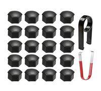 WENGONG 20 Tapas para Tuercas de Rueda para Dacia Duster III 2024, Cubierta de Perno Tapas de Rueda de Coche Negro Tuerca Coche Tapón Tornillos,19mm