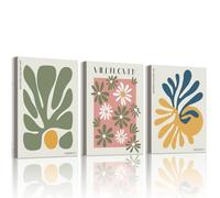 WENGTIAO 3 Piezas Boho Florales Mercado Cuadros Decorativos Enmarcado, Abstractos de Flores Silvestres Lienzos Laminas, Cuadros Decoracion Salon Modernos Galería Dormitorios Decoración Pared 40x60cmx3
