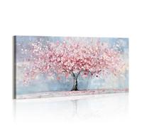 WENGTIAO Árbol de Cerezo en Flor Cuadros Decoracion Enmarcado Grande | Abstracto Árbol en Flor Rosa Laminas Sobre Lienzos Cuadros Decoracion Salon Dormitorios Pared 120x50 cm