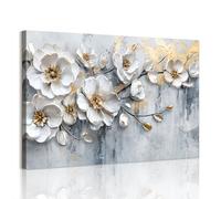 WENGTIAO Peonía Blanco Floral Lienzo Cuadros Grande Enmarcado, Estética Flores Blancas Pintura Sobre Lienzos Cuadros Decoracion Salon Modernos Dormitorios Decorativos Pared 120x80 cm