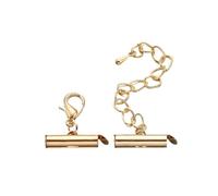 WENH 10 juegos/lote de cierres deslizantes, hebillas de engarce, tapas deslizantes for tubos, cierres de langosta, cadenas for la fabricación de joyas DIY.(Kc Gold,30mmx10sets)