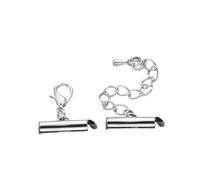 WENH 10 juegos/lote de cierres deslizantes, hebillas de engarce, tapas deslizantes for tubos, cierres de langosta, cadenas for la fabricación de joyas DIY.(Rhodium,30mmx10sets)