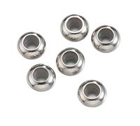 WENH 10 piezas de anillos de silicona antideslizantes ajustables con topes de acero inoxidable y cuentas espaciadoras for la creación de joyas DIY(Steel Color,6mm)