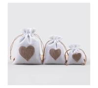 WENH 100 unids/lote bolsas de yute con cordón con parche en forma de corazón pequeño paquete de tela de regalo bolsas de boda 8x1 0/10x1 4/13x18cm(WHITE,8x10cm(100pcs))