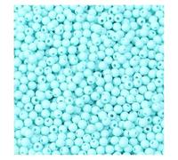 WENH 1000 cuentas acrílicas de 4 mm, mini cuentas espaciadoras sueltas redondas de color sólido for hacer joyas, pulseras, collares y accesorios.(Lake Blue)