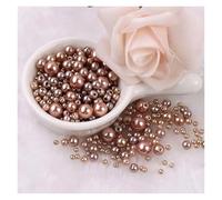 WENH 150 unids/Pack Perlas de imitación de Colores tamaño Mixto 3/4/5/6/8mm Cuentas Redondas espaciadoras Sueltas con Agujero for Manualidades fabricación de Joyas(15 Mix LightCoffee)