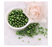 WENH 150 unids/Pack Perlas de imitación de Colores tamaño Mixto 3/4/5/6/8mm Cuentas Redondas espaciadoras Sueltas con Agujero for Manualidades fabricación de Joyas(14 Mix Armygreen)
