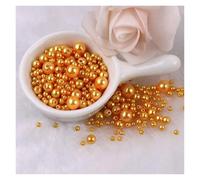 WENH 150 unids/Pack Perlas de imitación de Colores tamaño Mixto 3/4/5/6/8mm Cuentas Redondas espaciadoras Sueltas con Agujero for Manualidades fabricación de Joyas(05 Mix Gold)
